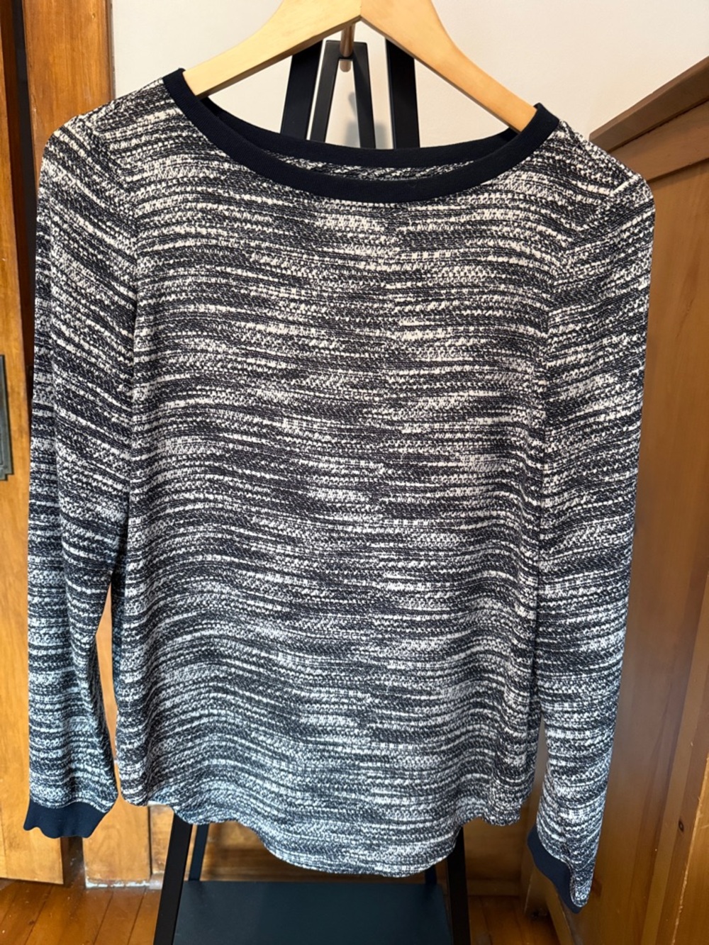 Lou and Grey Black & White Marled Print Blouse